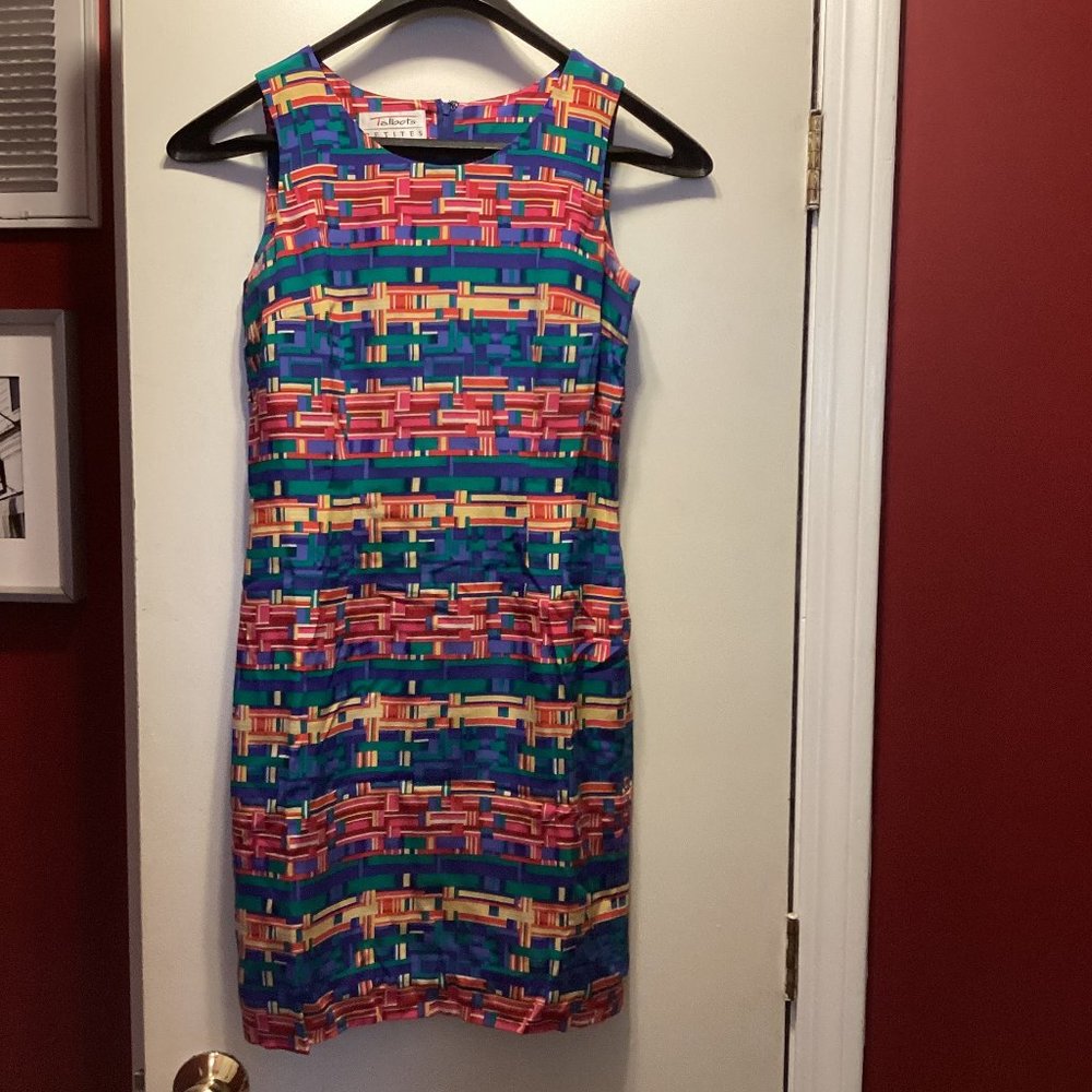 Talbots Women’s 100% Silk Dress 2 P Sleeveless Sheath Lined Jewel Tones Gorgeous
